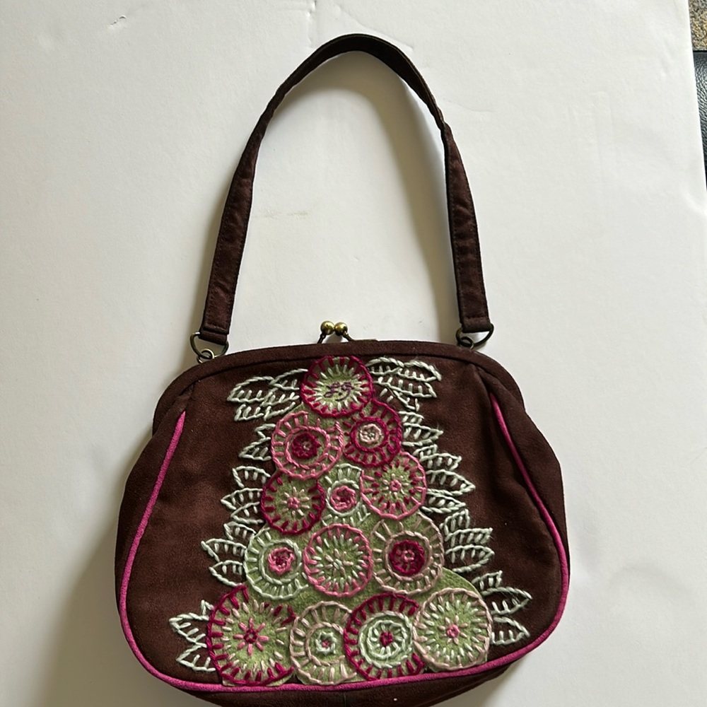 LULU GUINNESS | embroidered handbag 8 x 10 brown